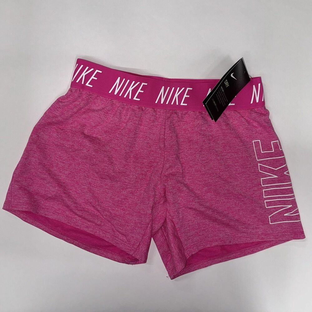 Nike Girls Shorts Large Pink Dri-FIT Trophy Graphic Waistband AV1215-686